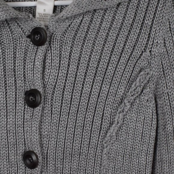 Kenar Wool Blend Grey Asymmetrical Neck Long Button Cardigan Sweater Winter Fall - Picture 4 of 13